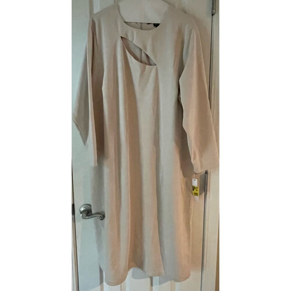 Maggie London Crepe 3/4 sleeve Dress, Cream, $62, 22W, B59